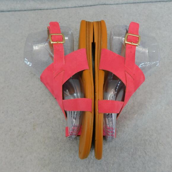 Franco Sarto Gia Pink Suede Leather Sandal Flats Women Adjustable Strap Size 7 - Picture 7 of 9